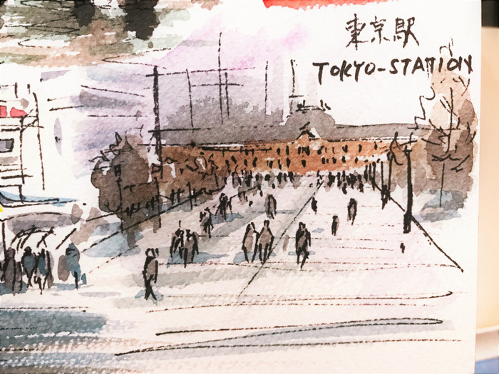 2020.01.11東京ペン水彩で街角クロッキー (11)