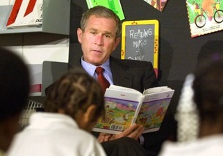George W Bush on Sept 11, 2001 at Booker elementary school