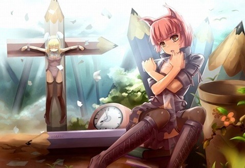 ニーソ・ニーハイを履いた女の子の二次エロ画像②　100枚 87