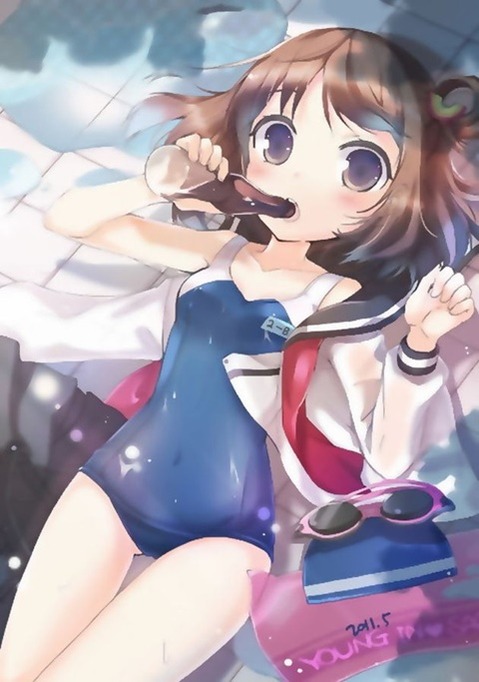 スク水(スクール水着)を着てる可愛い女の子の二次エロ画像③　100枚 99
