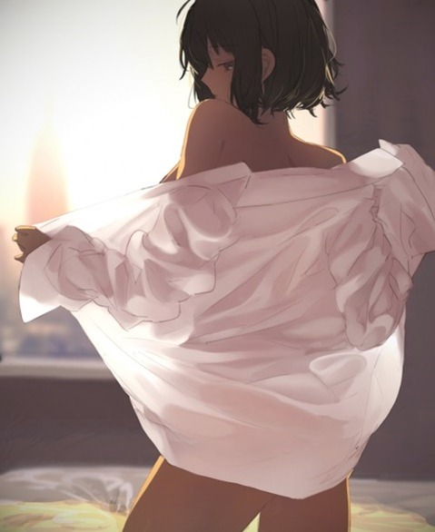 裸にシャツを羽織った女の子の二次エロ画像⑪　25枚 24