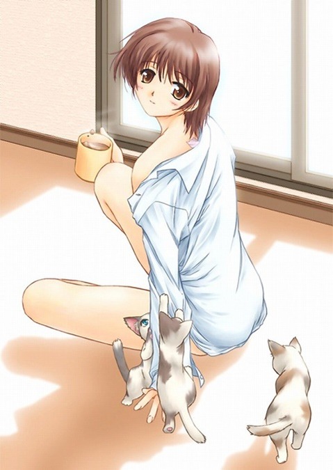裸にシャツを羽織った女の子の二次エロ画像③　25枚 7