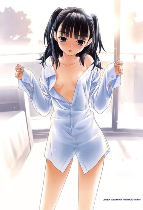 裸にシャツを羽織った女の子の二次エロ画像⑤　25枚 14
