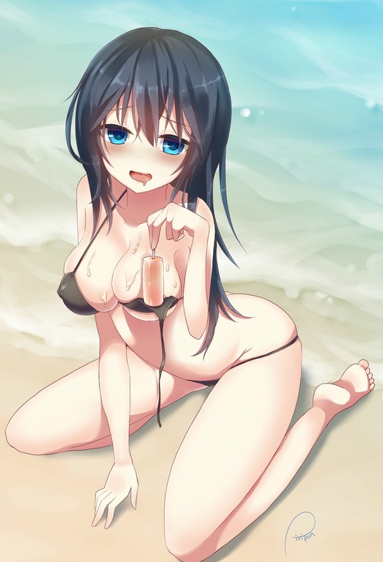 【二次】水着脱ぎかけな女の子のちょっとHな画像が見たい！ 9
