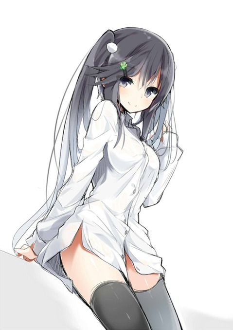 裸にシャツを羽織った女の子の二次エロ画像⑤　25枚 6