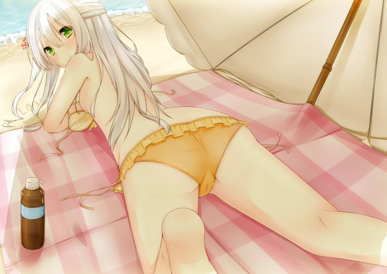 【二次】水着脱ぎかけな女の子のちょっとHな画像が見たい！ 12