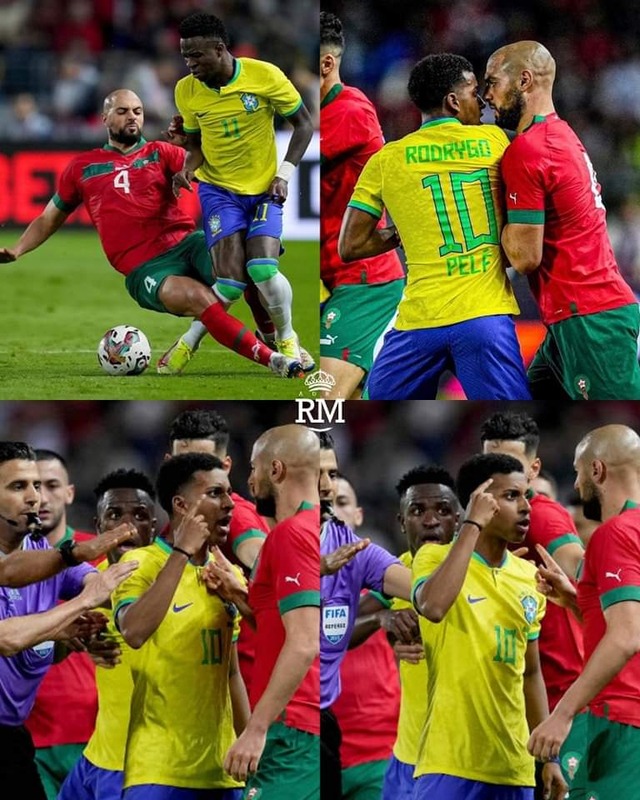 ◆悲報◆モロッコ×ブラジル、ロドリゴとアムラバトが一触即発！親善試合なのに😭