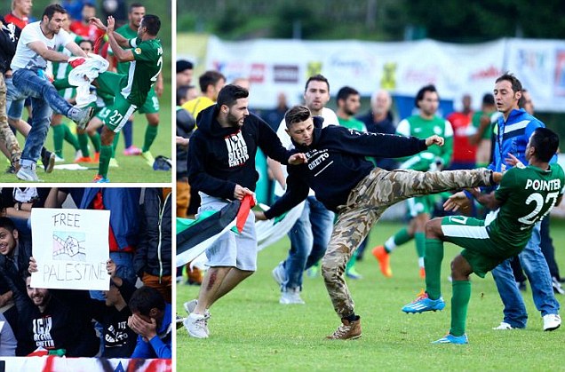 ◆PSM乱闘◆マッカビ・ハイファ✕リールのPSMでデモ隊がピッチに乱入し選手を攻撃　パレスチナ問題が関係か？