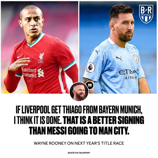 ◆プレミア◆ルーニー「シティのメッシよりリバポのチアゴのほうが良い補強」