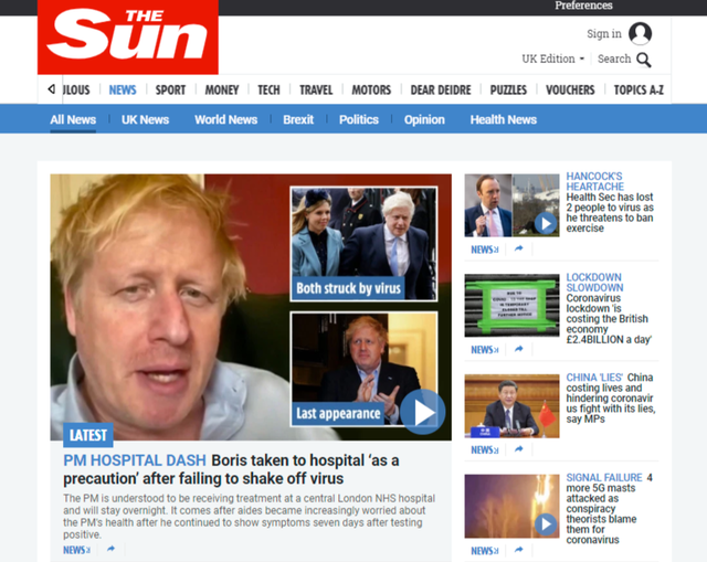 ◆悲報◆英ジョンソン首相　コロナで病状悪化ICUへ