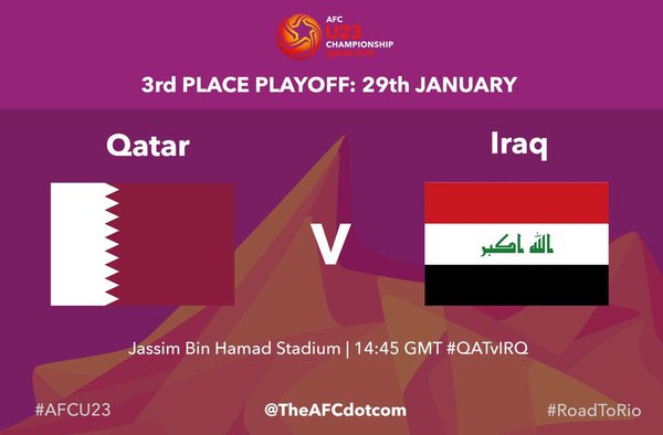 ◆五輪予選◆3位決定戦　カタール×イラクの結果　延長戦を制してイラク3位！リオ五輪出場権獲得決定！（全ゴール）