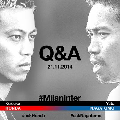 ◆ミラン本田◆ツイッターQ&A開催！・・・長友乱入「ダービー負けたら髪の毛紫色にしな！」本田「やだ！」