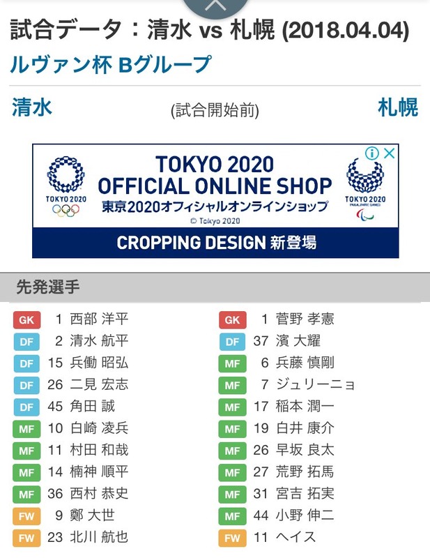 ◆ﾙｳﾞｧﾝ杯◆清水戦、コンサドーレ札幌の先発がMFだらけだと話題に！GK1人 DF1人 FW1人　ＭＦ８人