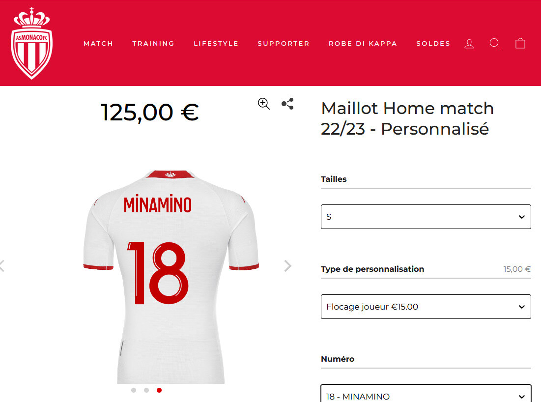 As モナコ 22 23 Home ユニフォーム 18番 南野拓実 Akadiamondtools Com