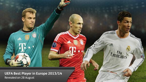 ◆UEFA◆2013/14シーズン欧州最優秀選手賞ノミネートにノイアー、ロッベン、クリロナ！