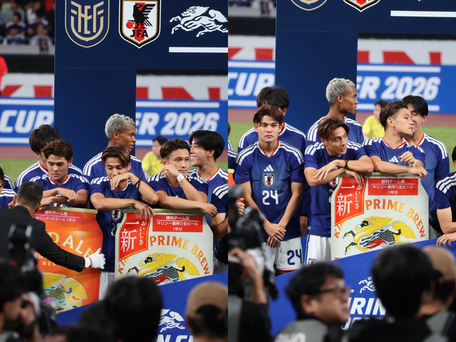 ◆悲報◆ニュージーランド戦表彰後の佐野海舟さん、持たされたスポンサーのビールパネルを取り上げられる😭