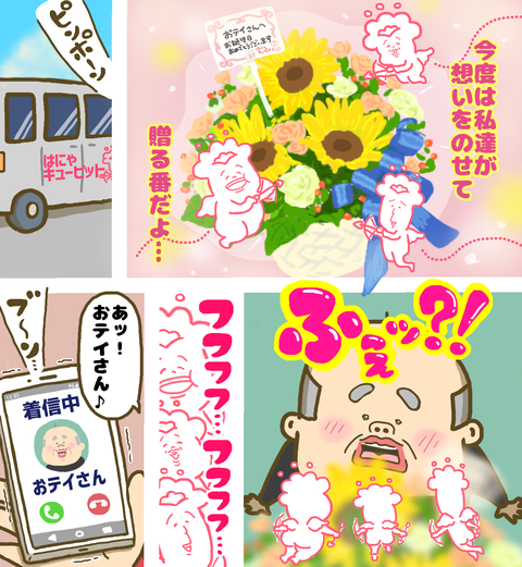 フラワーバスケットが祖父のもとに届いて…