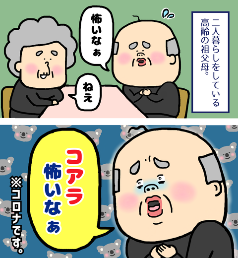 コロナを恐れる祖父はコロナをコアラと言う