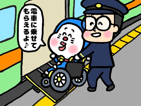 車いすで電車に乗るときのスロープ