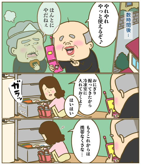帰宅後おにぎりを冷凍室に入れようとしたら