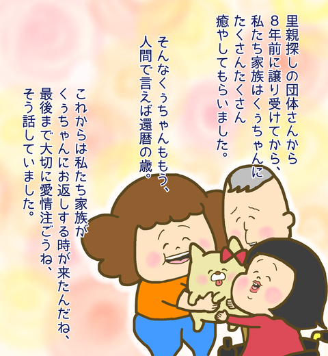これからは私たち家族が愛犬くぅちゃんにお返しする番