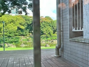 市立美術館から見える慶沢園という日本庭園