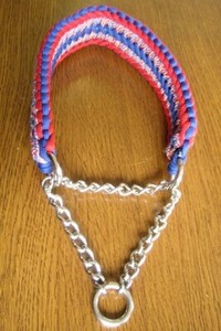 チェーン部分を長いものに交換したハーフチョーク首輪