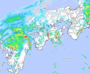 台風10号に伴う雨雲レーダーの画面