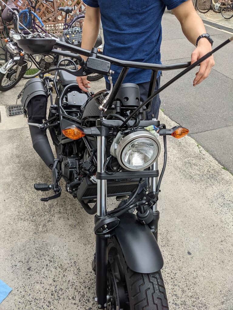 レブル250のハンドル交換とワイヤー類延長 くゆりと行きましょう