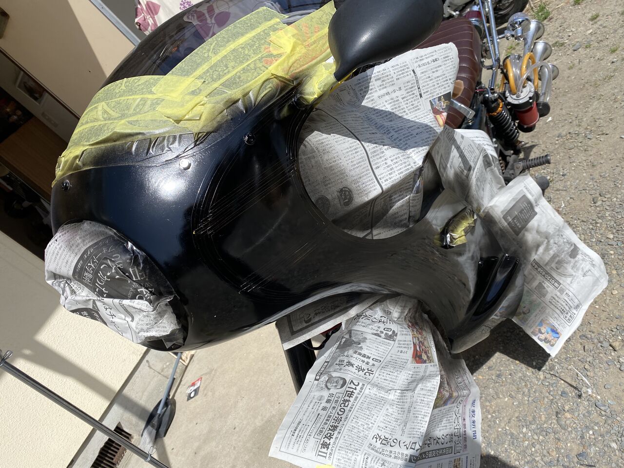 YD125 イメチェン計画 ロケットカウルのライン塗装に挑戦3?再塗装 