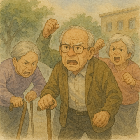 年金カットで怒る老人たち