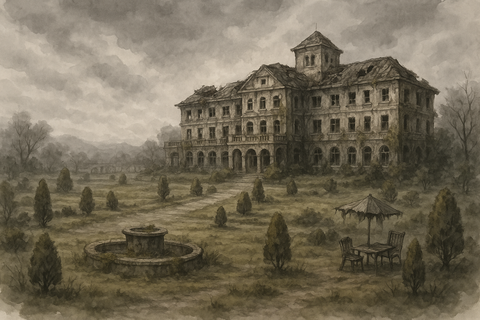 軽破綻して朽ち果てたホテル