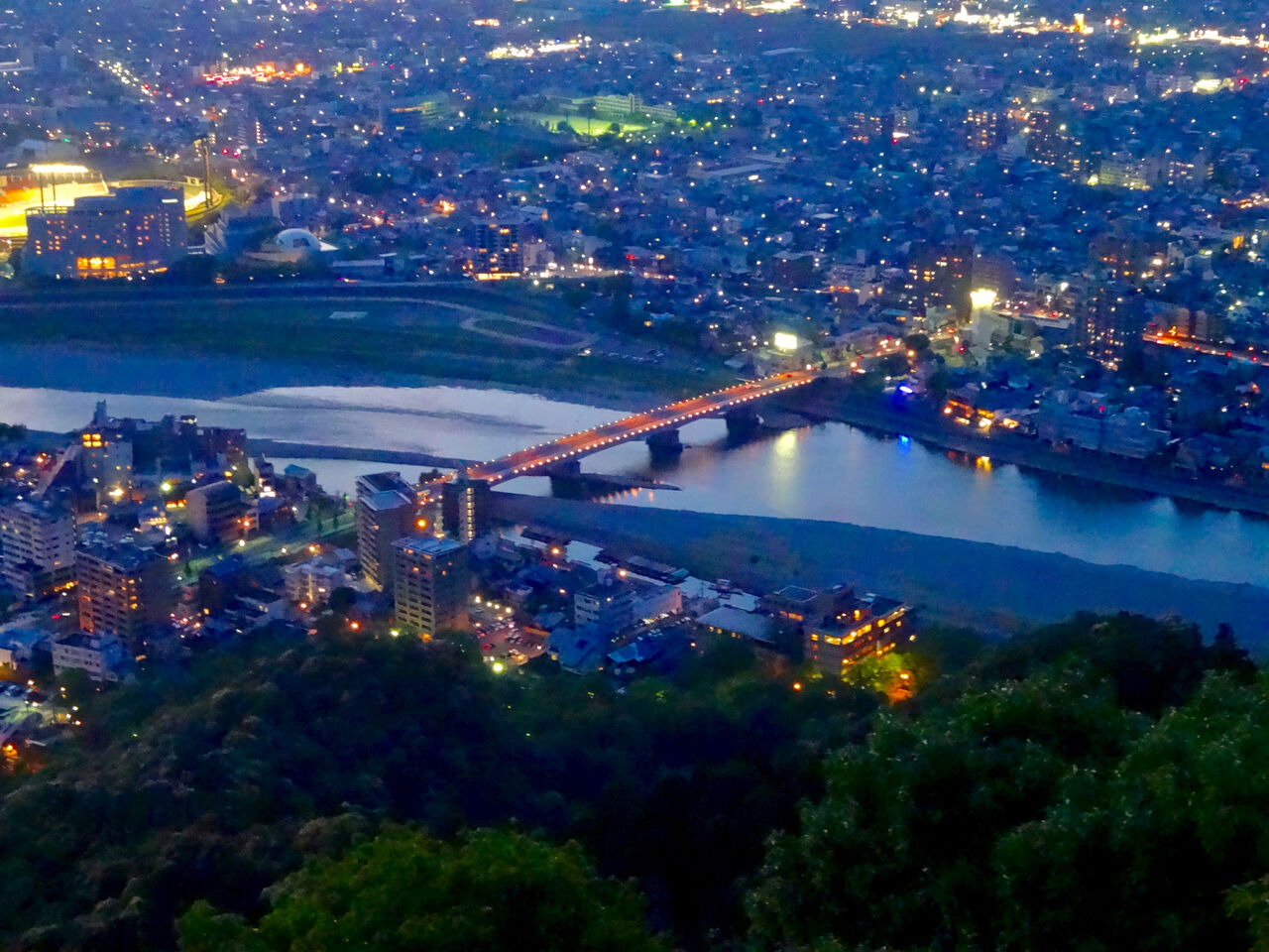 岐阜公園：展望レストランの展望台から見た夜景 - 14