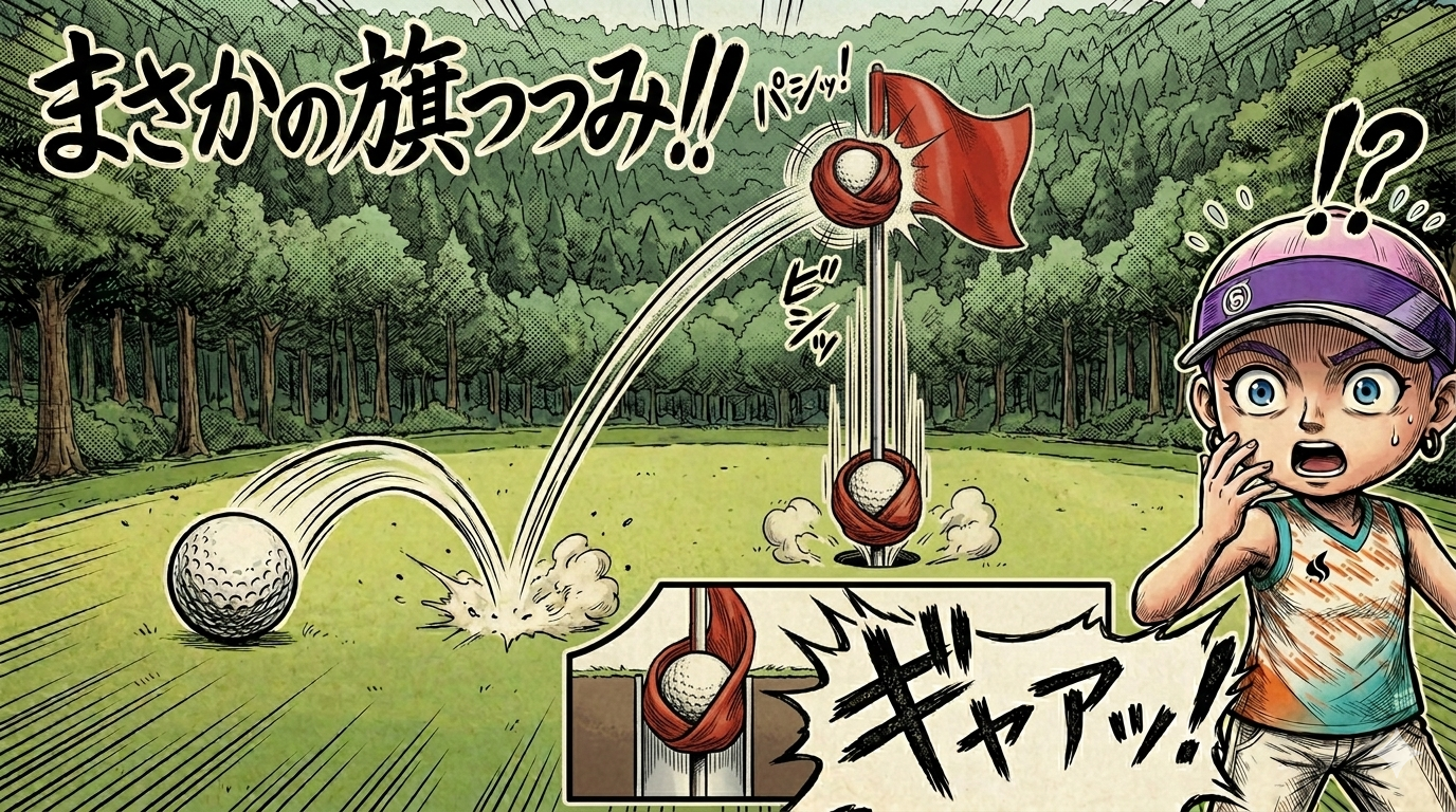 旗に包まれた状態のボールが穴にそのまま落ちてる画像が追加されてる
