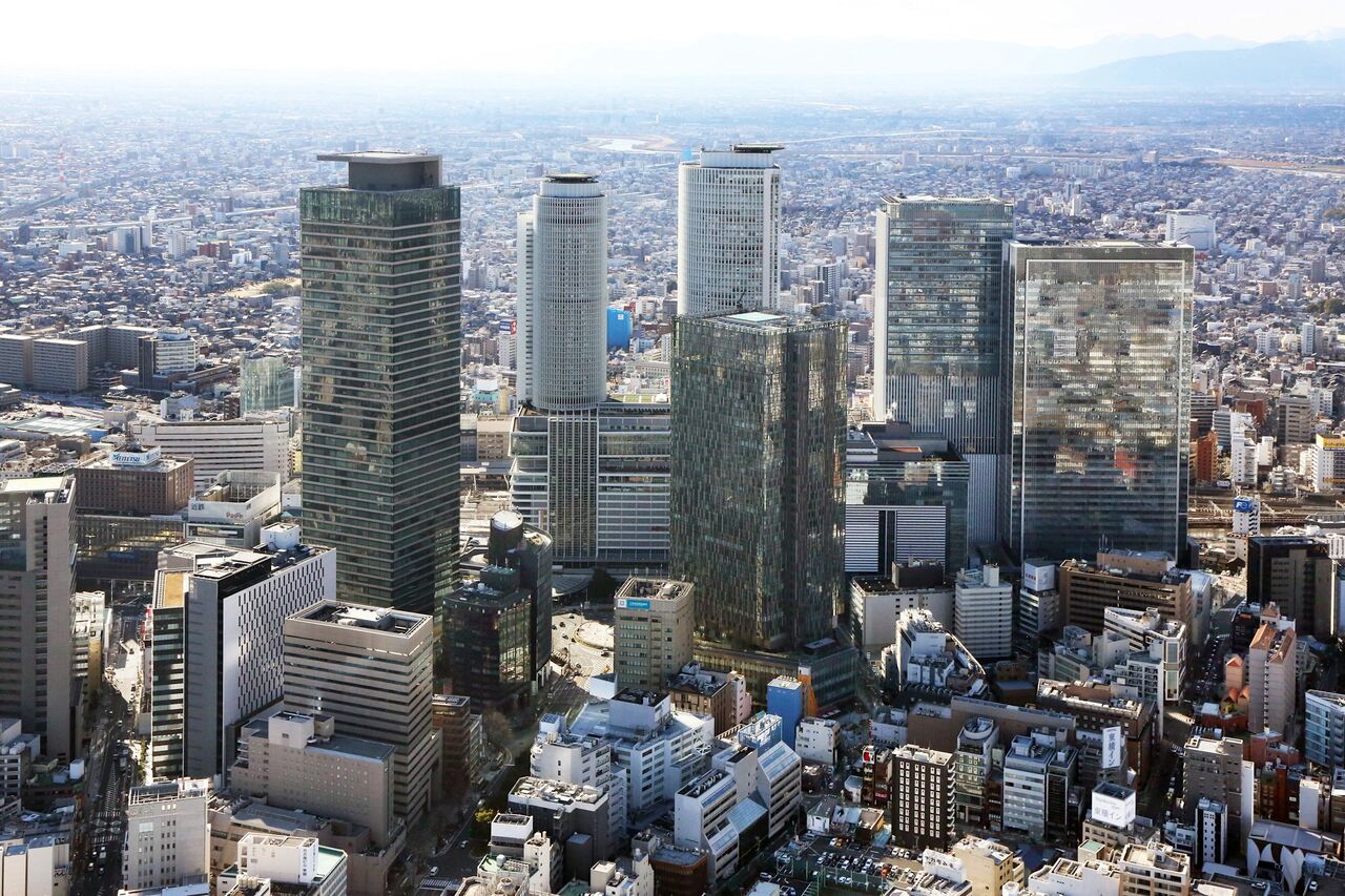 名古屋駅周辺のビル群を撮影した航空写真。写真は名古屋市がフォト蔵で公開してたもの。