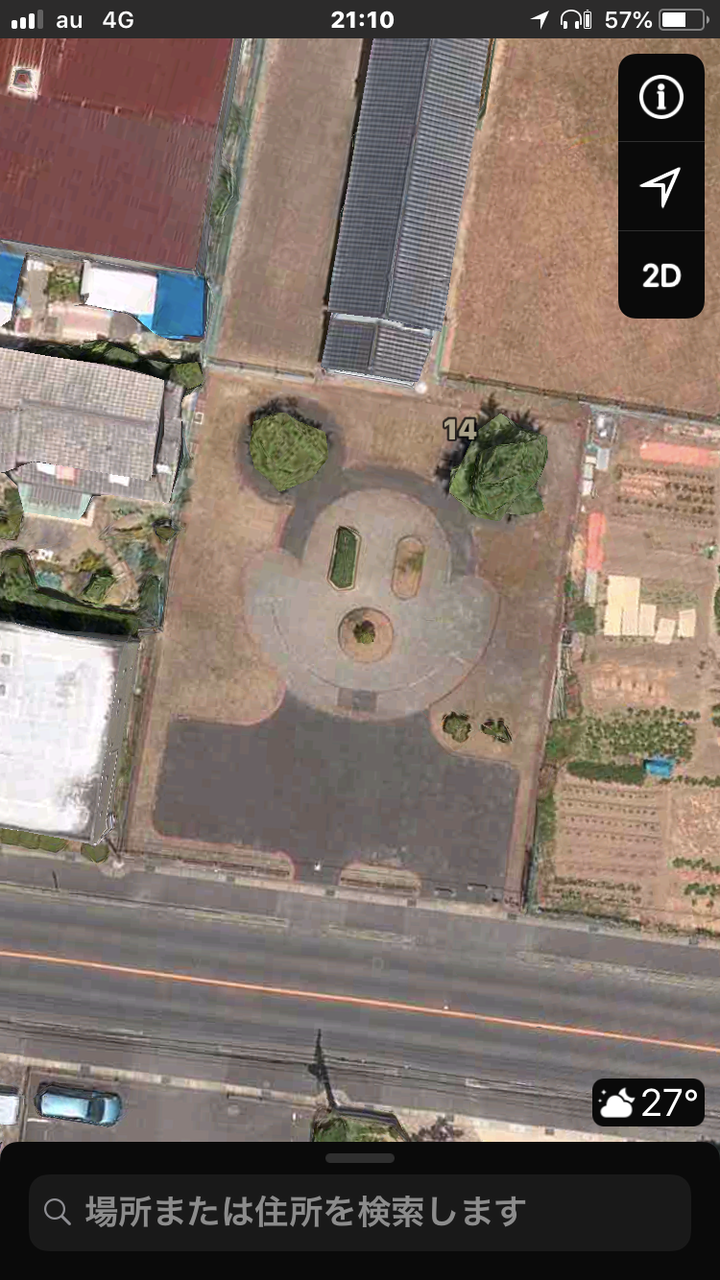 ネズミ公園を上空から見たところ