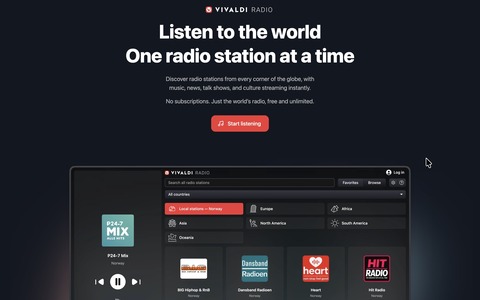 Vivaldiがネットラジオが聞けるサービス「Vivaldi Radio」をリリース！