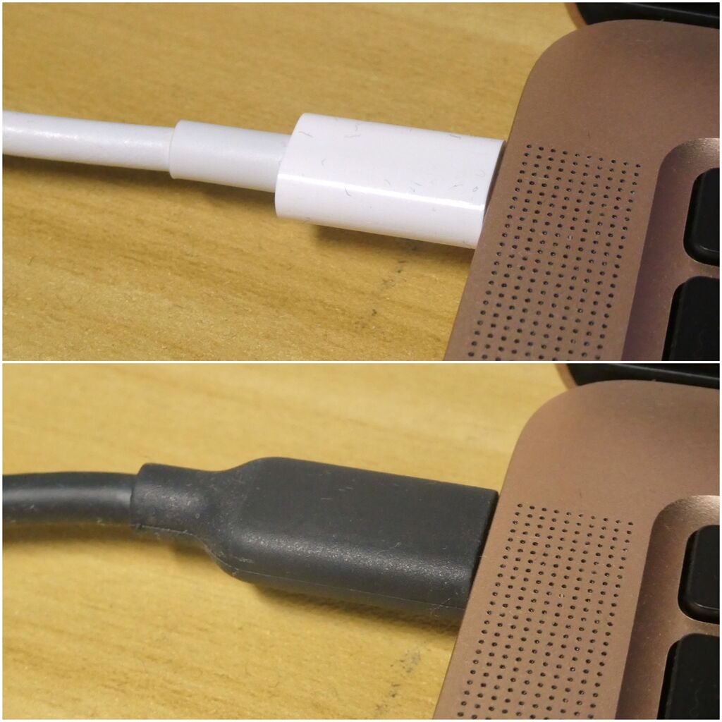 Mabook AIr付属とAnkerハブのUSBコネクタ比較1