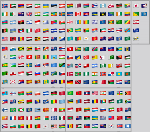 iOS 9.1で使える国旗の絵文字は、2百数十個！？