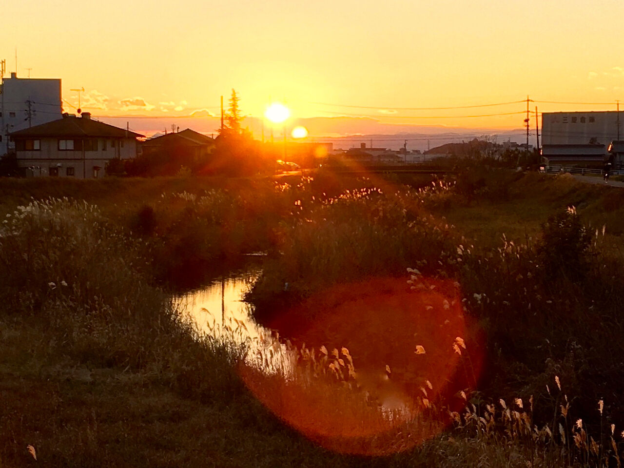 大山川沿いで見た沈む夕日 - 5