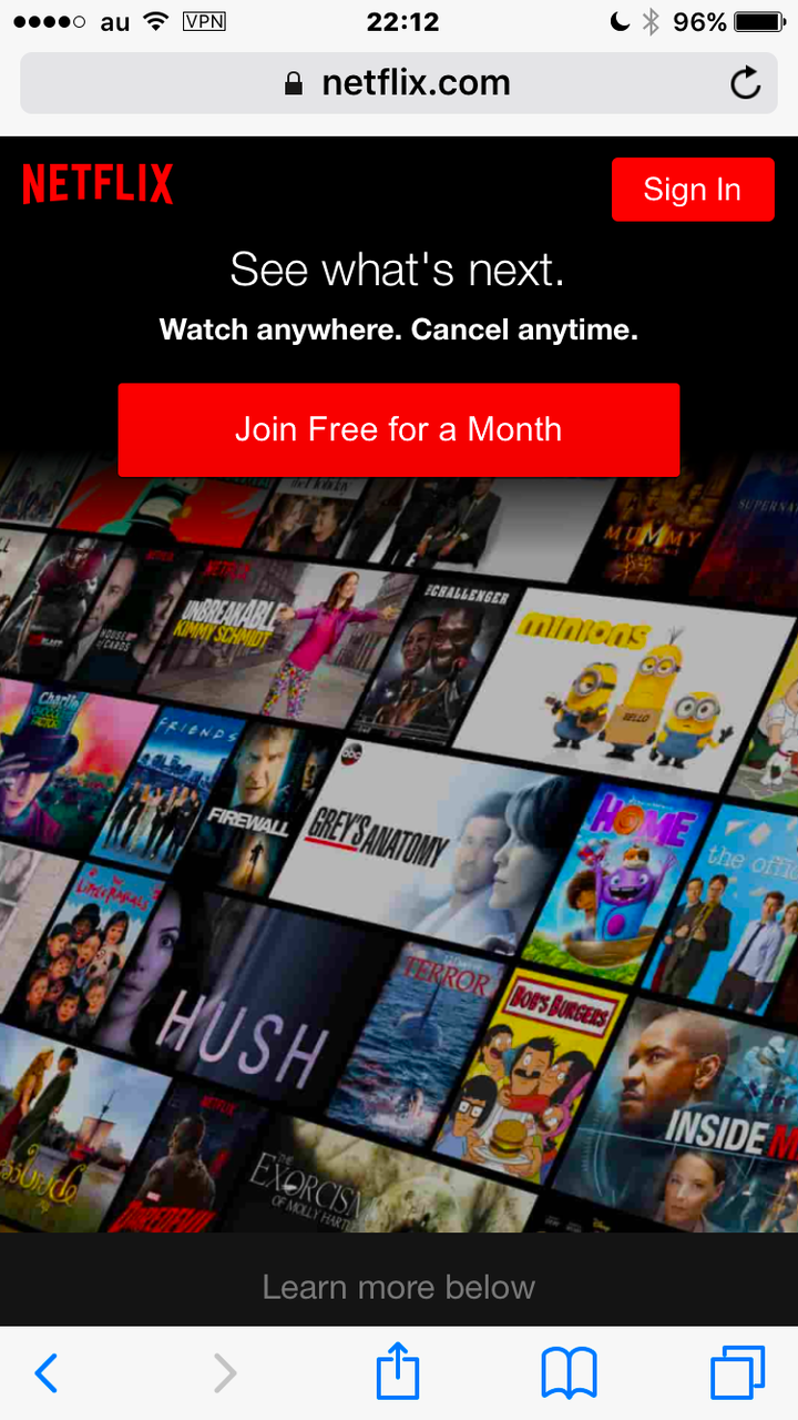 iOSの無料無制限VPNアプリ「Opera VPN」- 17:Safariで米Netflixにアクセス