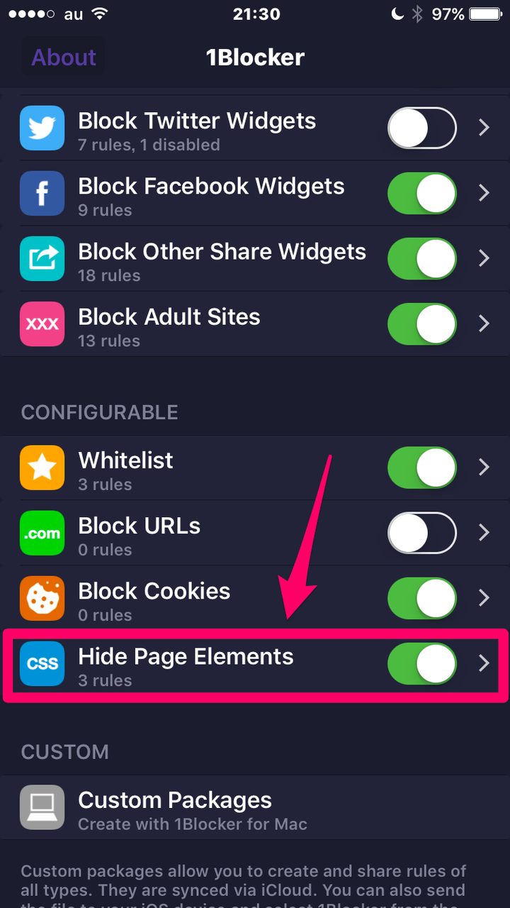 Safariの広告ブロック拡張「1Blocker」:ブロックしたい場所を指定してブロック可能! - 11