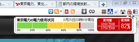 関東地方にお住まいの方に役立つエクステンション：「東京電力の電力使用状況」・「Radiation in Tokyo」