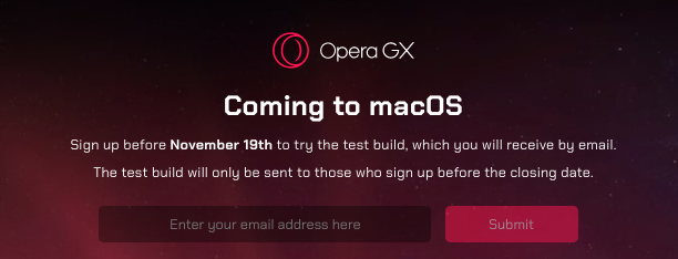 Mac版Opera GXのアナウンスページ - 2