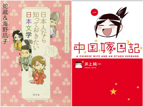最近読んで面白かった本：『日本人なら知っておきたい日本文学』『中国嫁日記』