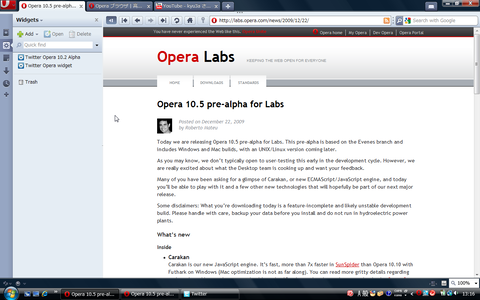 Opera 10.5 pre-alphaレビュー