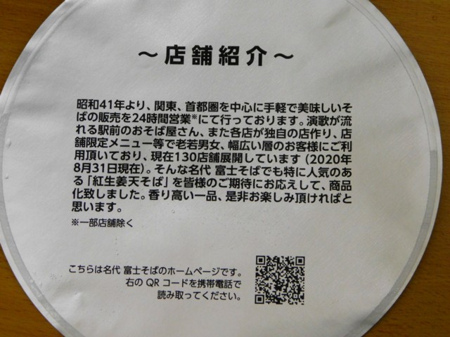 蓋の裏に店舗紹介