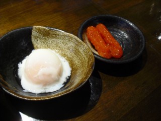 トッピングの明太子と半熟玉子