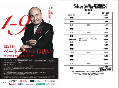 コンサート] ベートーヴェンは凄い！ 全交響曲連続演奏会 （2023/12 広