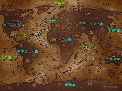 陸と海が逆転したファンタジーな世界地図01